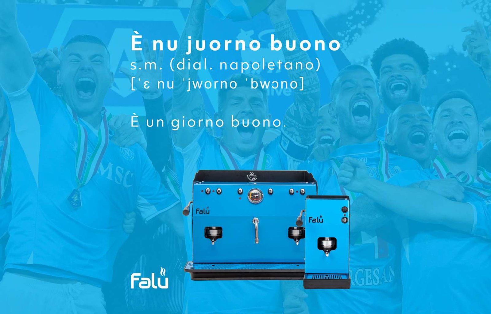 Il caffè del quarto scudetto: Falù celebra la vittoria del Napoli con la sua macchina blu, omaggio al cuore azzurro della città e al gusto autentico